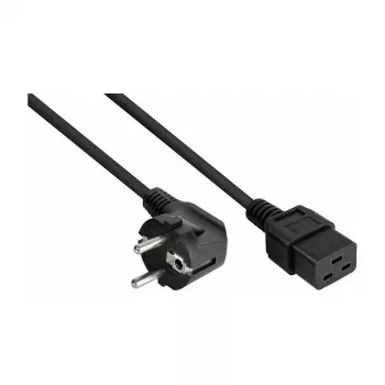Kabelmeister καλώδιο τροφοδοσίας Schuko (CEE 7/4) σε C19, 1m, 90° γωνιακό, μαύρο