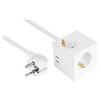 kabelmeister Κουτί Πριζών 3 Πρίζες με USB-C και USB-A, Λευκό, 2m