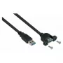 Kabelmeister καλώδιο επέκτασης USB 3.0, Panel-Mount, Type-A αρσενικό σε Type-A θηλυκό, 0,3 m, μαύρο, UL-certified
