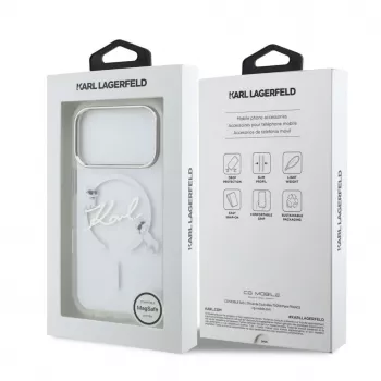 Karl Lagerfeld IML Karl Script Logo Θήκη MagSafe Σκληρή για Apple iPhone 18 Pro, Διάφανη