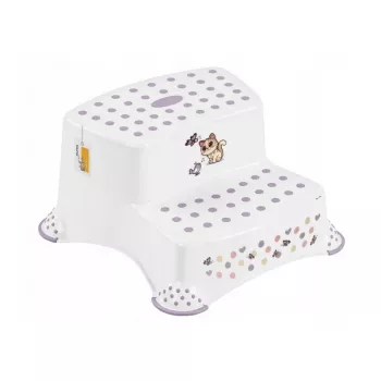 keeeper kids Διώροφο σκαλοπάτι Igor Cats, Λευκό με μοτίβο γάτας, 40x37x21 cm, αντοχή 120 kg, αντιολισθητικά πόδια