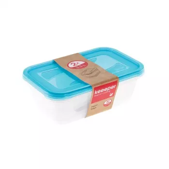 keeeper σετ 2 ορθογώνιων δοχείων αποθήκευσης 3,3L Fredo Fresh διαφανές/ανοιχτό μπλε