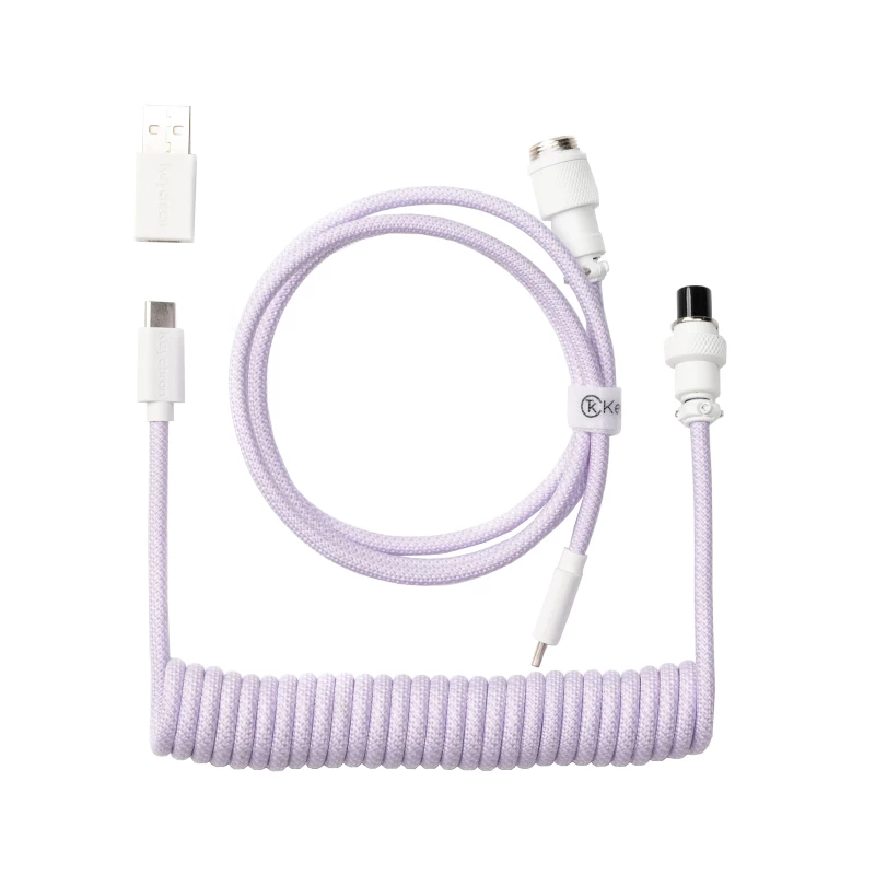 Keychron Coiled Aviator Cable - ανοιχτό μωβ/ίσιο