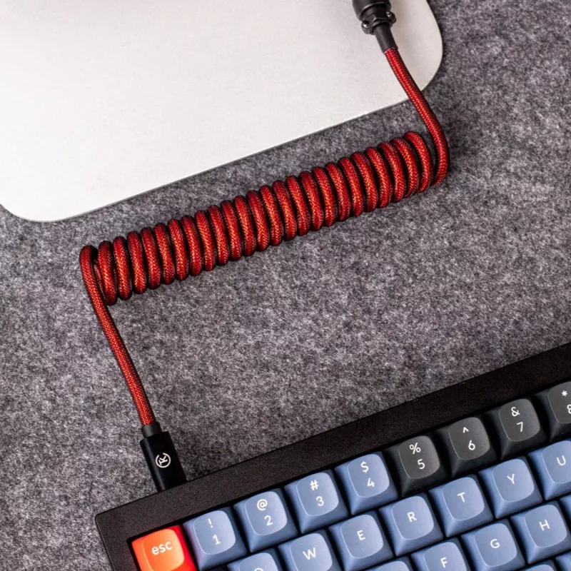 Keychron Coiled Aviator Cable - κόκκινο (USB-A σε USB-C, 2m, αποσπώμενο GX12)