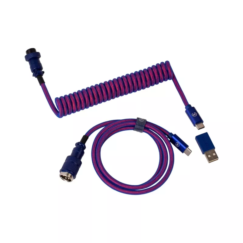 Keychron Premium Coiled Aviator Καλώδιο USB Type-C + προσαρμογέας USB-A, αποσπώμενο βύσμα Aviator, 108 cm