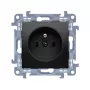 KONTAK-SIMON Simon 10 μονή πρίζα με γείωση, Quick-Connect, 16A 250V, μαύρο ματ