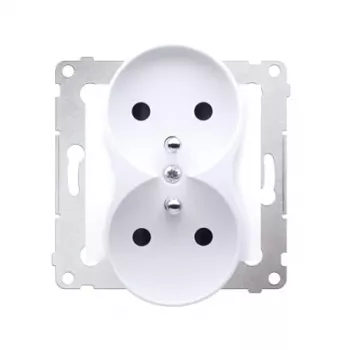 KONTAK-SIMON Simon 54 διπλή πρίζα λευκή 16A 250V με shutters βιδωτούς ακροδέκτες