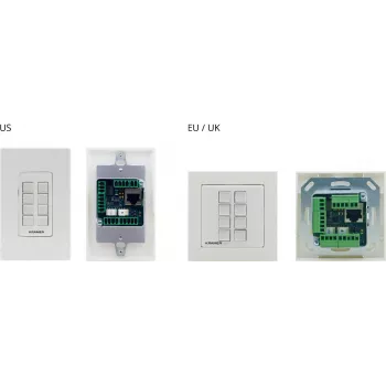 Kramer Electronics RC-208 Ενσύρματος πίνακας ελέγχου με 8 προγραμματιζόμενα κουμπιά, RS-232/RS-485/Ethernet, Λευκό