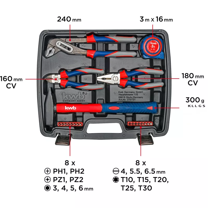 KWB 370733 Σετ εργαλείων DIY 42 τεμ. σε βαλίτσα (29x34x7 cm)