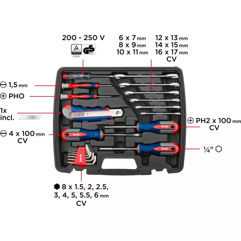KWB 370733 Σετ εργαλείων DIY 42 τεμ. σε βαλίτσα (29x34x7 cm)