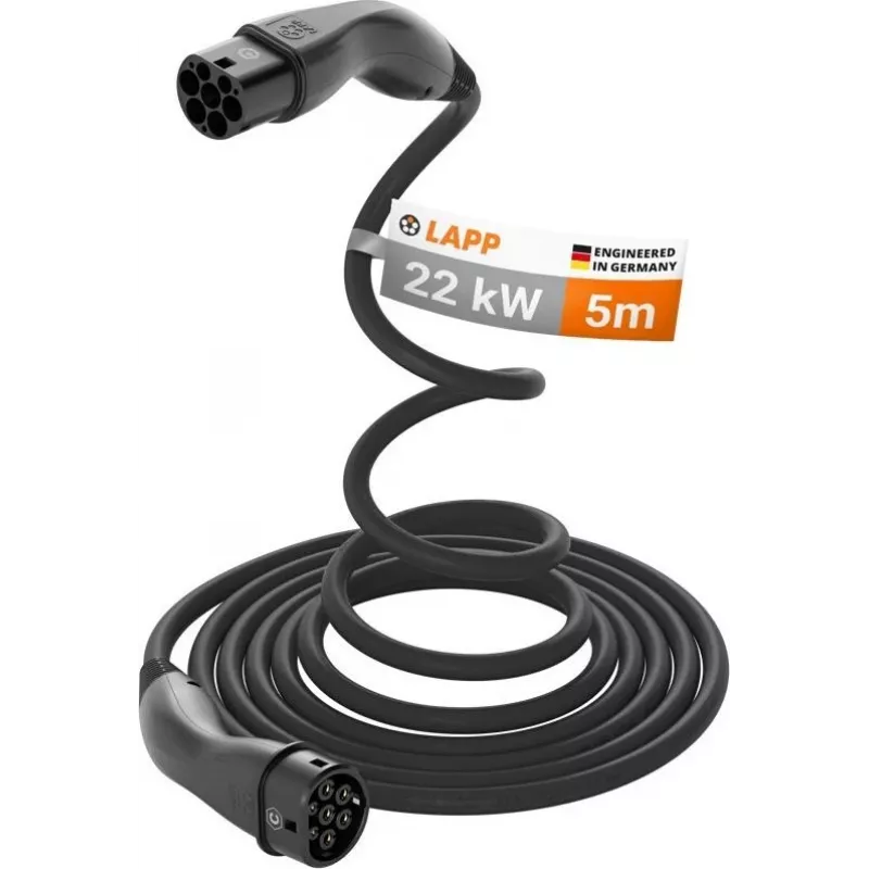 LAPP MOBILITY HELIX® Type 2 καλώδιο φόρτισης EV, 22 kW, 5 m, μαύρο 61795