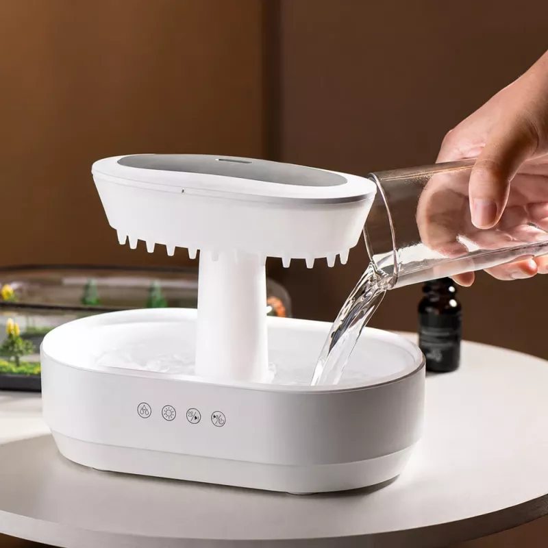LEAN Υγραντήρας Aroma-Diffuser Εφέ βροχής LED φως με τροφοδοτικό