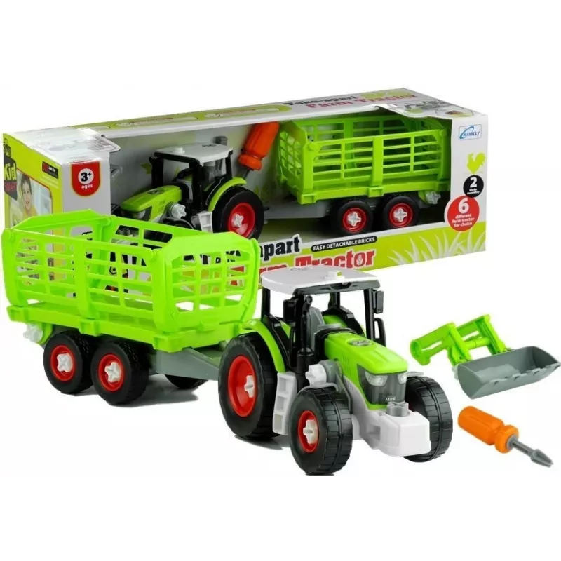 LEAN TOYS Τρακτέρ Συναρμολόγησης με Ανοιχτό Ρυμουλκό 43 cm