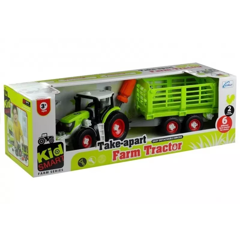 LEAN TOYS Τρακτέρ Συναρμολόγησης με Ανοιχτό Ρυμουλκό 43 cm