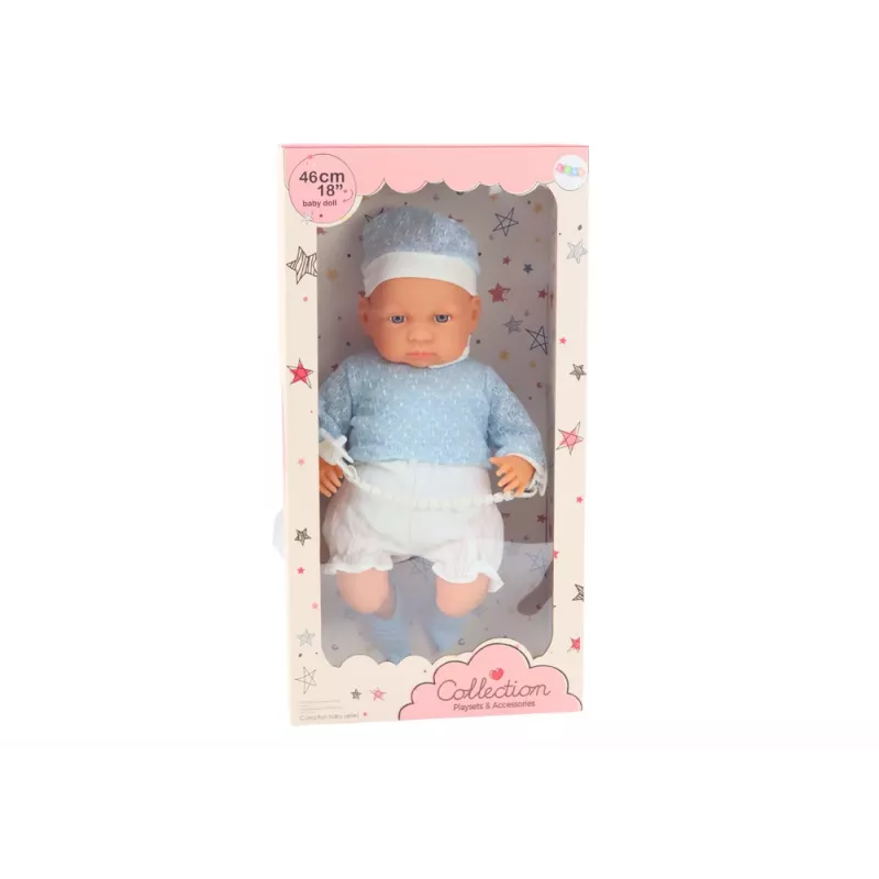 LEAN TOYS κούκλα μωρό 46 cm μπλε πιπίλα σκούφος κάλτσες