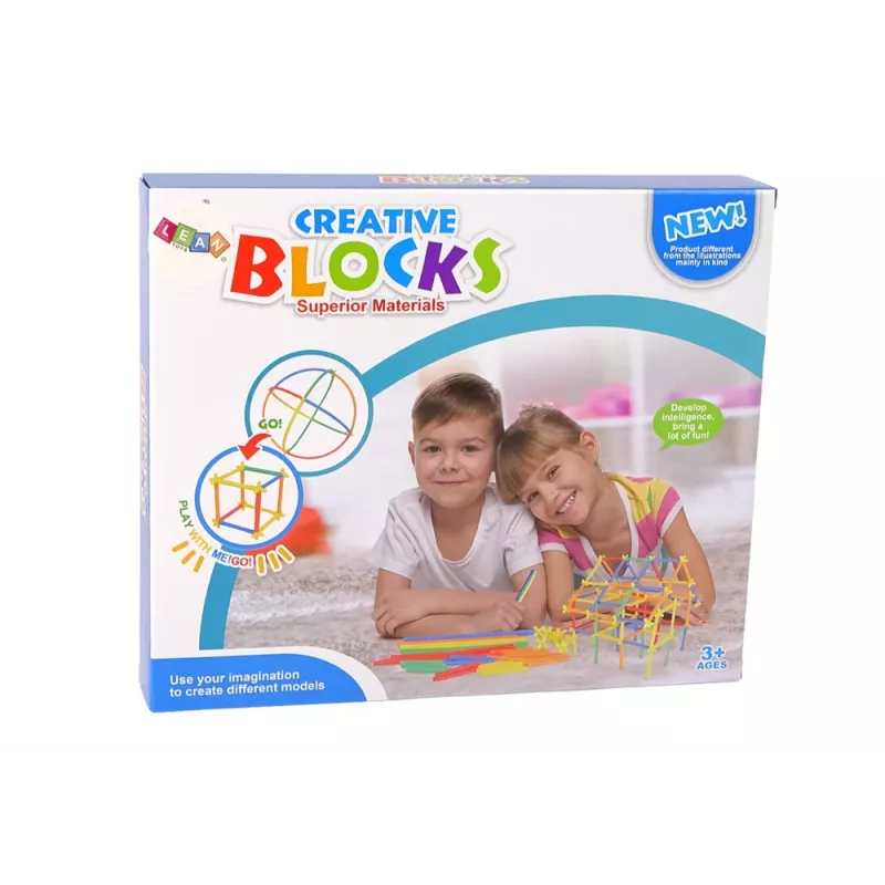 LEAN TOYS Σετ Δομικών Τουβλάκων Καλαμάκια Κατασκευών