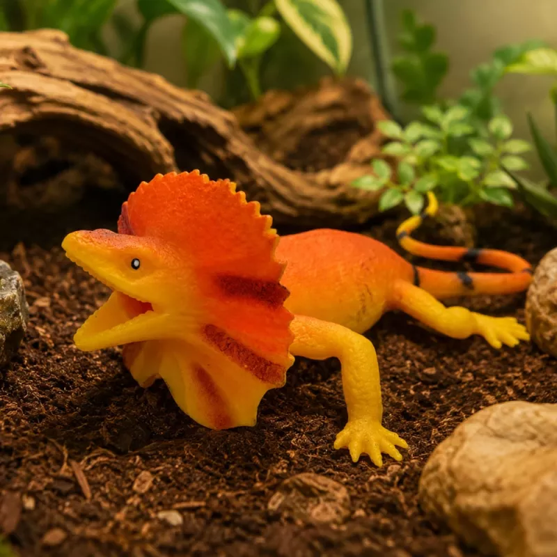 LEAN TOYS Collared Lizard λαστιχένια φιγούρα stretchable ρεαλιστική 19cm