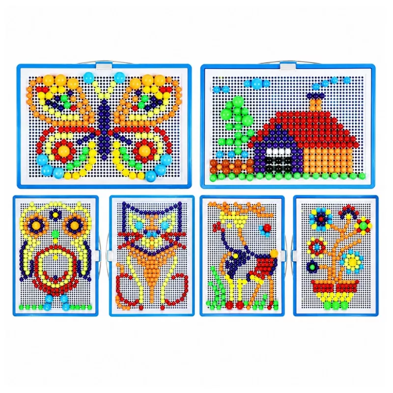 LEAN TOYS Δημιουργικό Σετ Button-Mosaic Παζλ Μανιτάρι-Πινέζες Βαλίτσα 300 Τεμ.