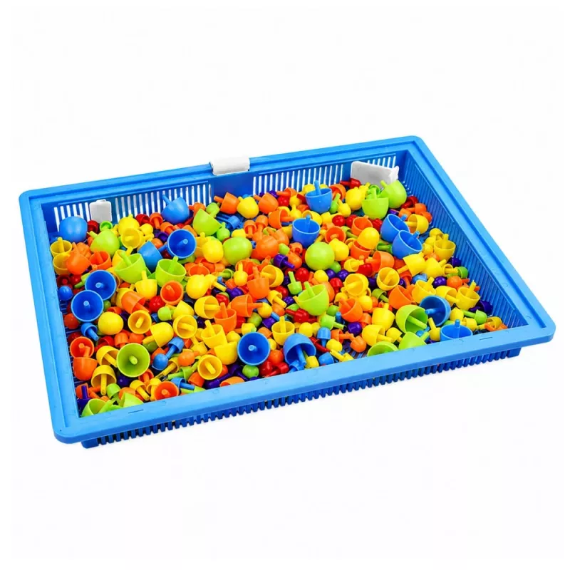LEAN TOYS Δημιουργικό Σετ Button-Mosaic Παζλ Μανιτάρι-Πινέζες Βαλίτσα 300 Τεμ.