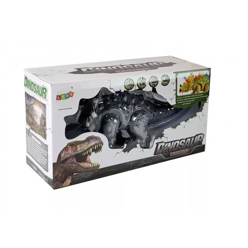 LEAN TOYS δεινόσαυρος με μπαταρία Triceratops γκρι