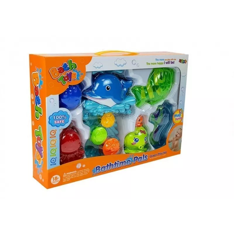 LEAN TOYS Σετ Μπάνιου Δελφίνι Θαλάσσια Ζώα Πλαστικός Καταρράκτης Νερού