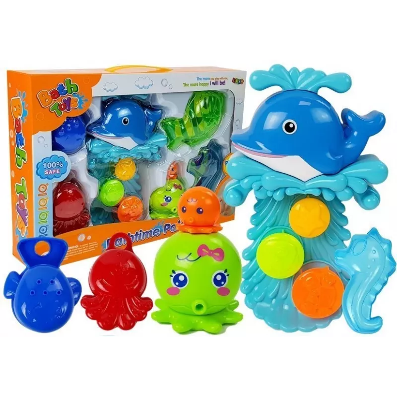 LEAN TOYS Σετ Μπάνιου Δελφίνι Θαλάσσια Ζώα Πλαστικός Καταρράκτης Νερού