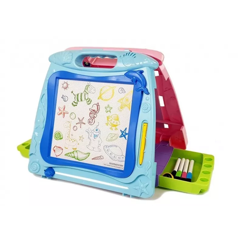 LEAN TOYS διπλής όψης πίνακας ζωγραφικής με μαρκαδόρους και μαγνήτες