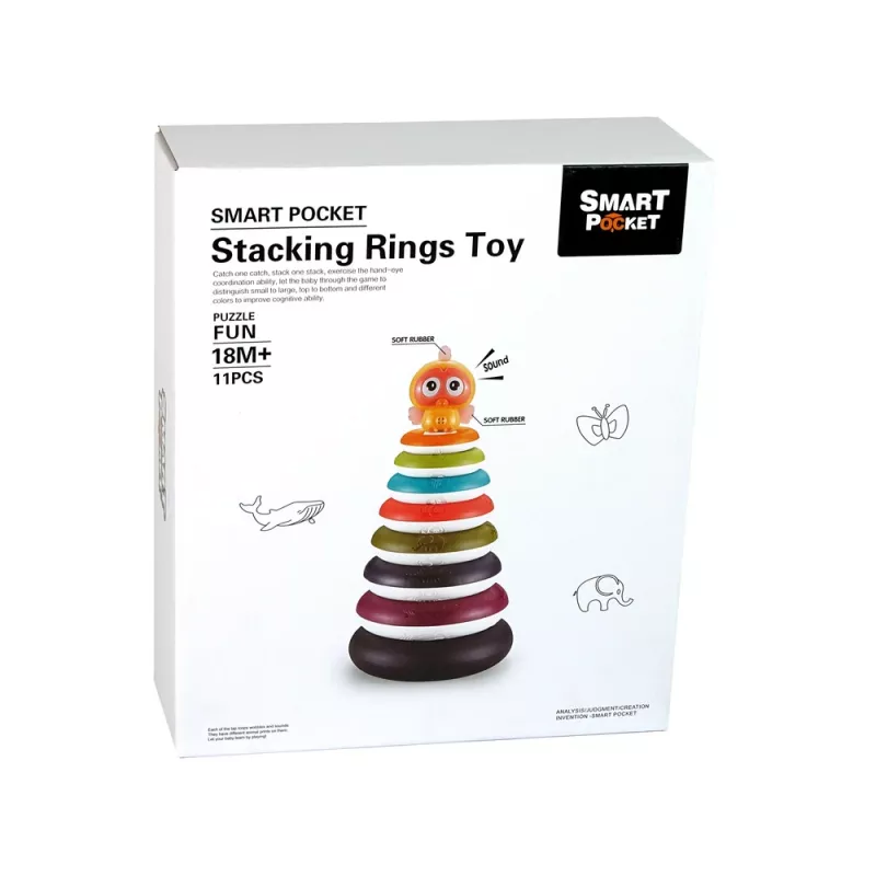 LEAN TOYS Εκπαιδευτική Πυραμίδα με Δαχτυλίδια και Τροχό Πάπιας