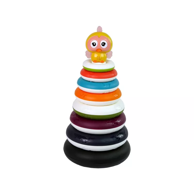 LEAN TOYS Εκπαιδευτική Πυραμίδα με Δαχτυλίδια και Τροχό Πάπιας