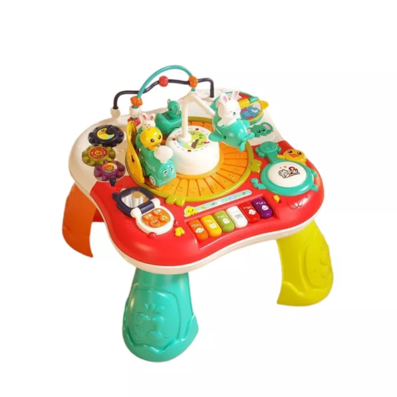 LEAN TOYS τραπέζι μάθησης διαδραστικό μουσικό πάνελ πιάνο 2 σε 1 κόκκινο