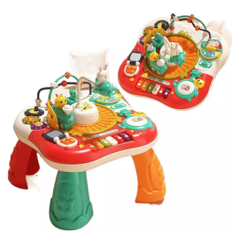 LEAN TOYS τραπέζι μάθησης διαδραστικό μουσικό πάνελ πιάνο 2 σε 1 κόκκινο