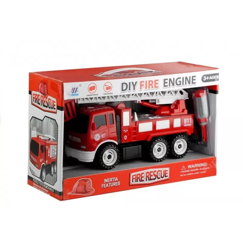 LEAN TOYS Πυροσβεστικό Αυτοκίνητο με Βιδωτή Τσουλήθρα + Εργαλεία