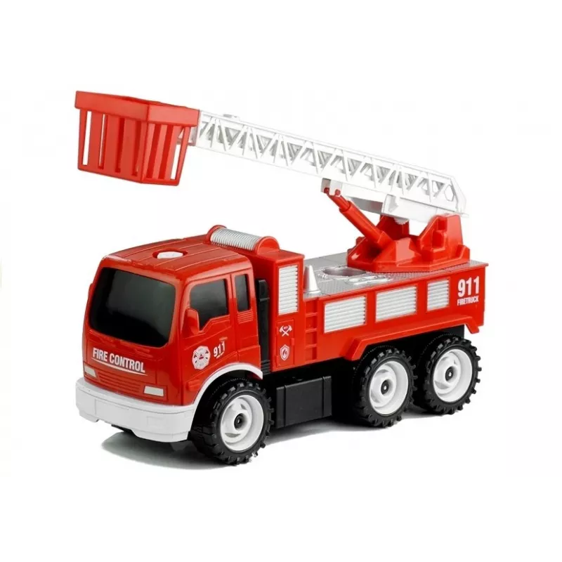LEAN TOYS Πυροσβεστικό Αυτοκίνητο με Βιδωτή Τσουλήθρα + Εργαλεία