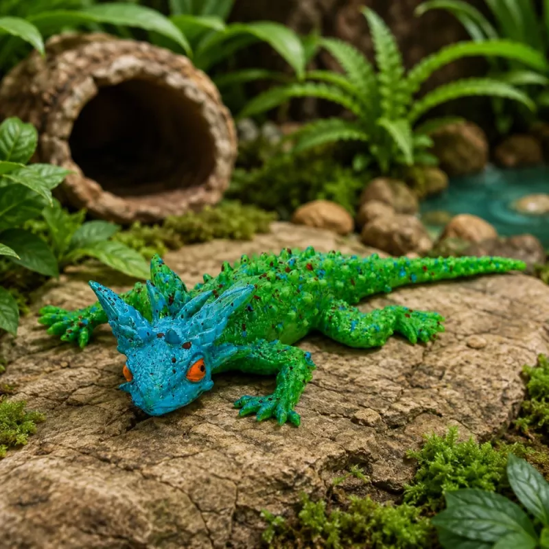 LEAN TOYS Horned Lizard λαστιχένια φιγούρα stretchable ρεαλιστική 20 cm