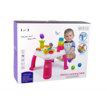 LEAN TOYS Διαδραστικό Τραπέζι Μάθησης με Πίστα Μπαλών και Τσουλήθρα Μπλε