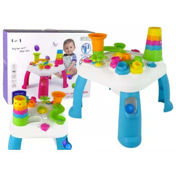 LEAN TOYS Διαδραστικό Τραπέζι Μάθησης με Πίστα Μπαλών και Τσουλήθρα Μπλε