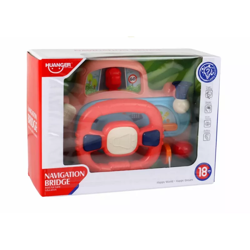 LEAN TOYS Διαδραστικό ροζ τιμόνι προσομοιωτής οδήγησης πολυλειτουργικό