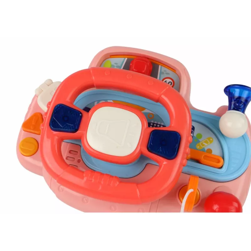 LEAN TOYS Διαδραστικό ροζ τιμόνι προσομοιωτής οδήγησης πολυλειτουργικό