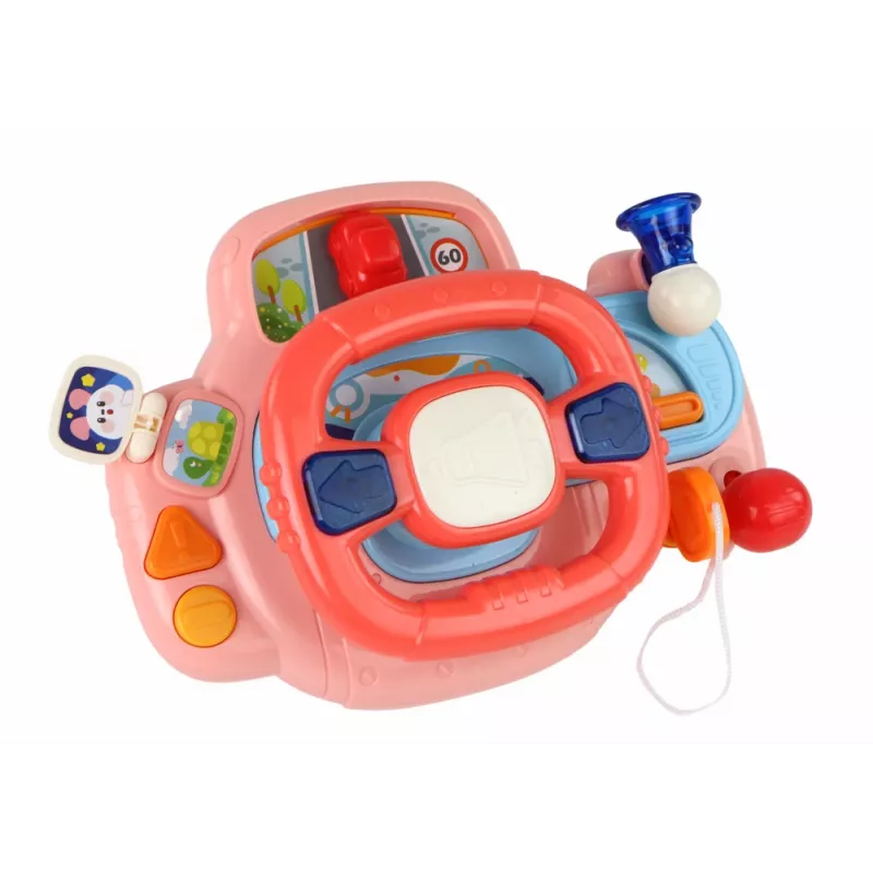 LEAN TOYS Διαδραστικό ροζ τιμόνι προσομοιωτής οδήγησης πολυλειτουργικό