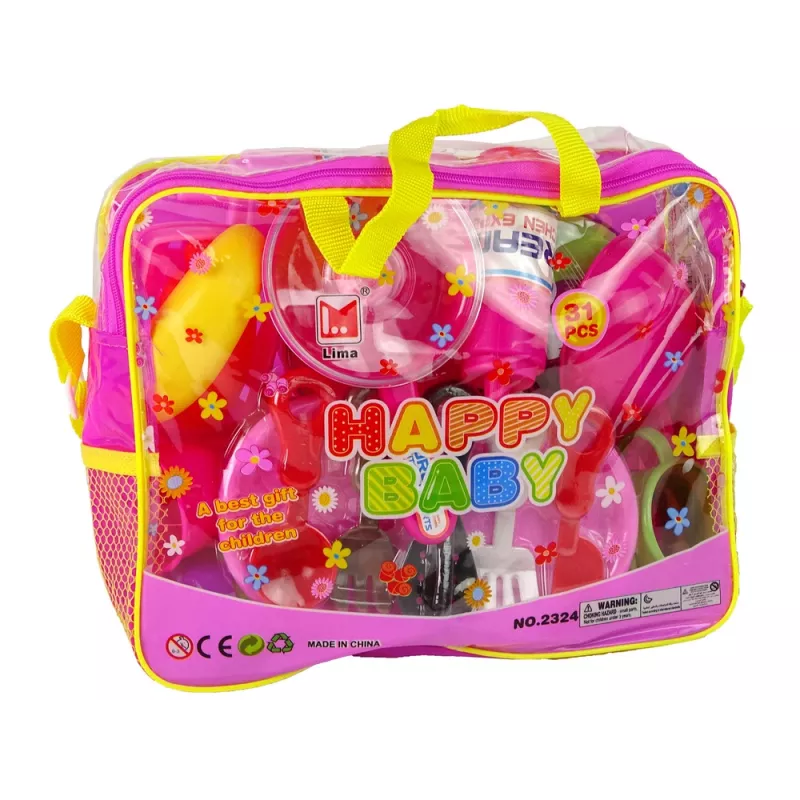LEAN TOYS σετ κουζίνας 31 τεμ. με τσάντα πιάτα πιάτα παιδικά