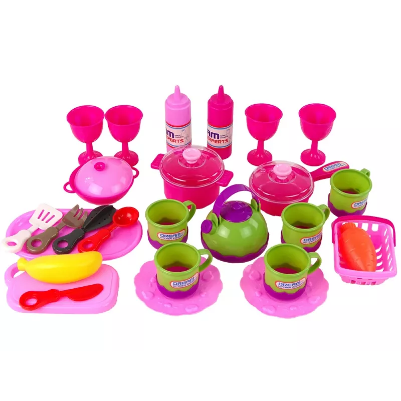 LEAN TOYS σετ κουζίνας 31 τεμ. με τσάντα πιάτα πιάτα παιδικά