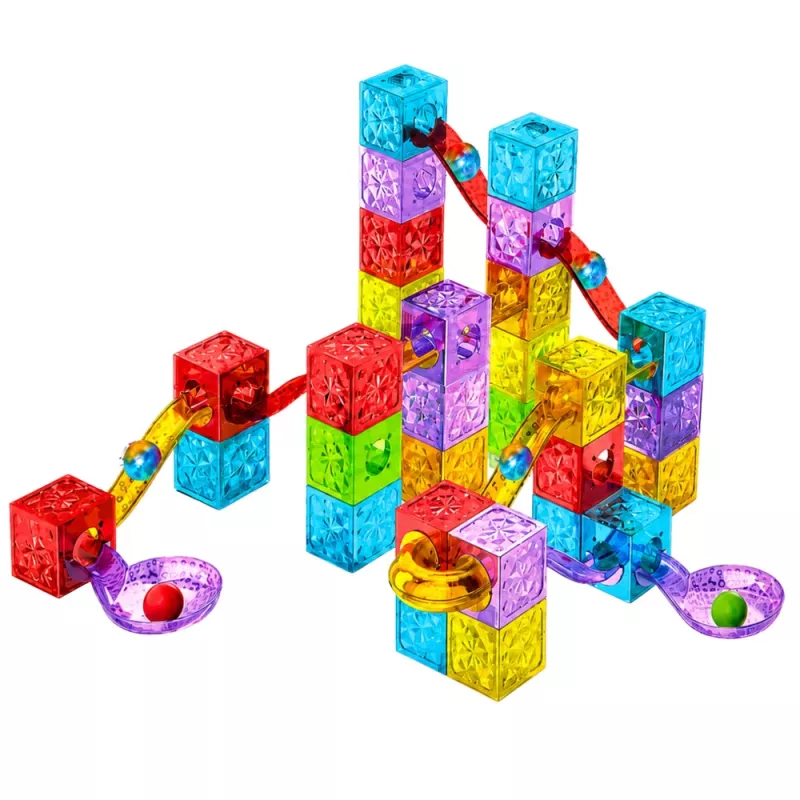 LEAN TOYS Μαγνητικά τουβλάκια 60 τεμ. - Πολύχρωμο σετ κατασκευής κύβων-μπάλας