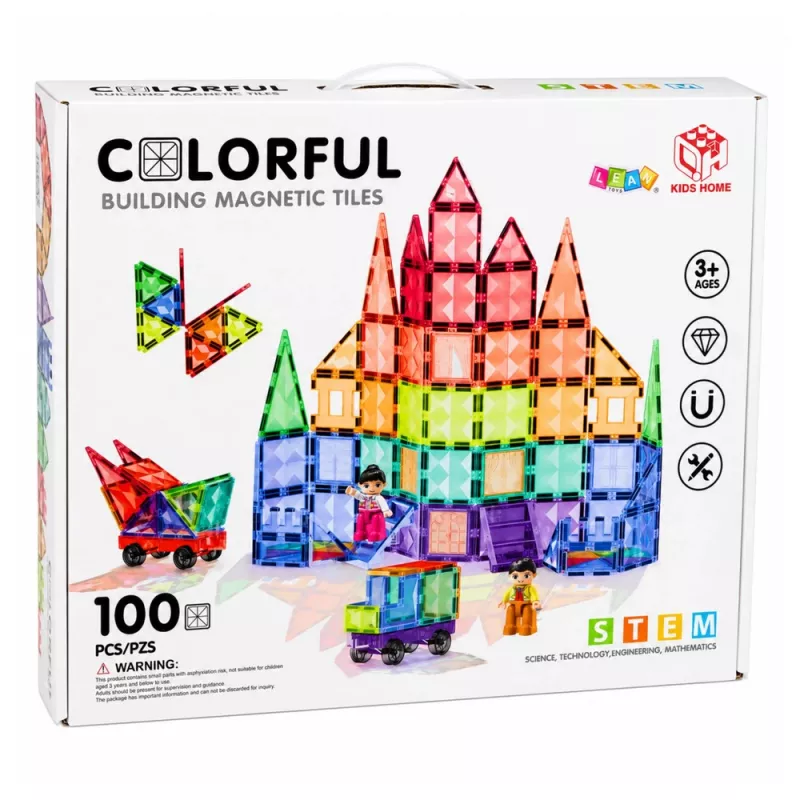 LEAN TOYS Μαγνητικά δομικά τουβλάκια 3D Πάνελ Δημιουργικά STEM Πολύχρωμα 100 τεμ.