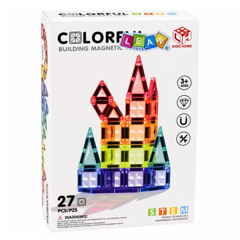 LEAN TOYS Μαγνητικά Δομικά Μπλοκ 3D Πάνελ Κreativ STEM Πολύχρωμα 27 Τεμ.