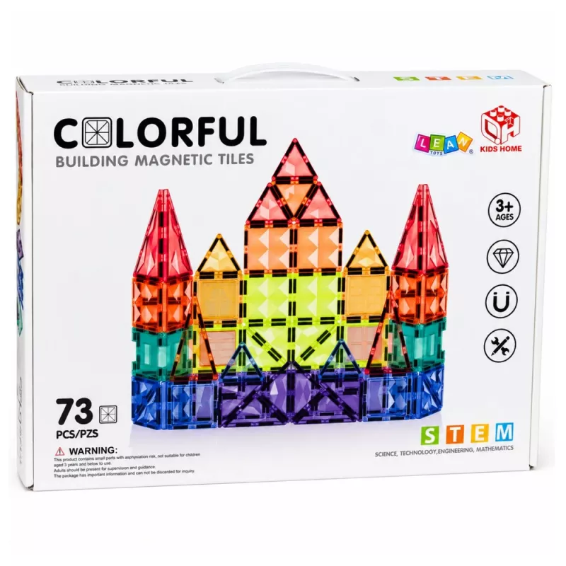 LEAN TOYS Μαγνητικά Δομικά Τουβλάκια 3D Πάνελ Δημιουργικά STEM Πολύχρωμα 73 τεμ.