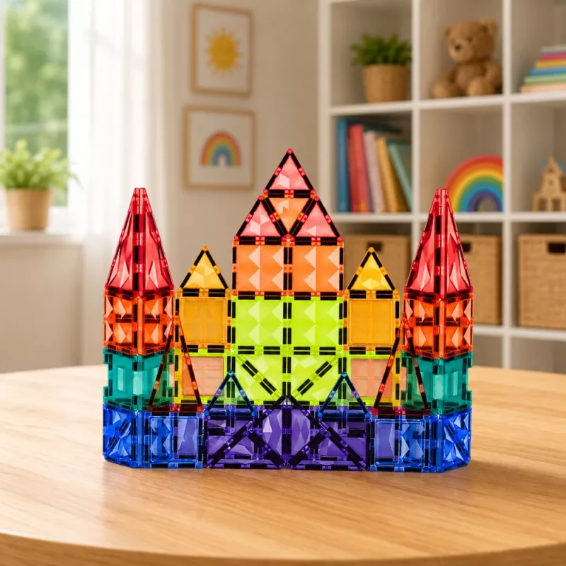 LEAN TOYS Μαγνητικά Δομικά Τουβλάκια 3D Πάνελ Δημιουργικά STEM Πολύχρωμα 73 τεμ.