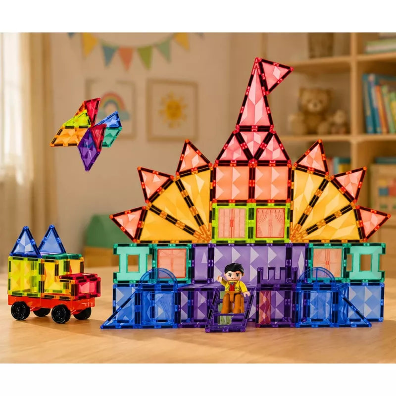 LEAN TOYS Μαγνητικά τουβλάκια 3D πλάκες Kreativ STEM πολύχρωμα 85 τεμ.