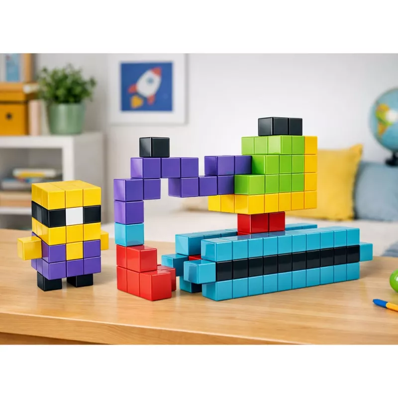 LEAN TOYS Μαγνητικά τουβλάκια κύβοι 3D Μπλοκ Πολύχρωμα 96 τεμάχια