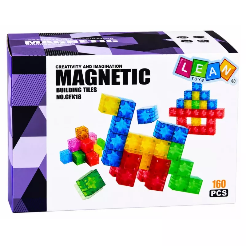 LEAN TOYS μαγνητικά τουβλάκια κύβοι πολύχρωμοι 3D κύβοι 160 τεμ.