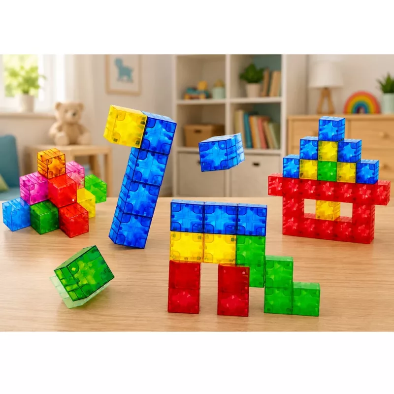 LEAN TOYS μαγνητικά τουβλάκια κύβοι πολύχρωμοι 3D κύβοι 160 τεμ.